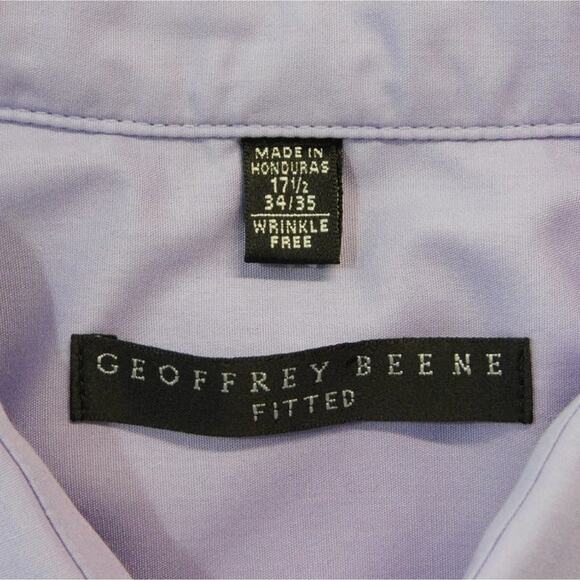 Geoffrey Beene Purple Polyester Blend Long Sleeve Button Mens 17.5 34/35 Shirt - Picture 5 of 6